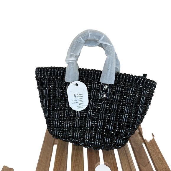 8 Other Reasons Black Woven Tote Bag Top Handle Shoulder Strap 8x7.25 x4.5 NEW - Picture 7 of 14